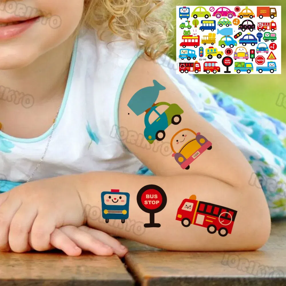 Color: black - Summer Style Temporary Tattoos For Kids Adult Boy Girl Fake Ice cream Tattoo Sticker Small Rock Flower Heart Tatoos Hands Finger