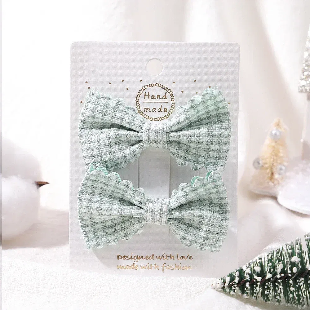 Color: plum - 2Pcs/Set Solid Color Kids Bows Hair Clips for Baby Girls Handmade Plaid Bowknot Hairpin Barrettes Photograph Hair Accessories