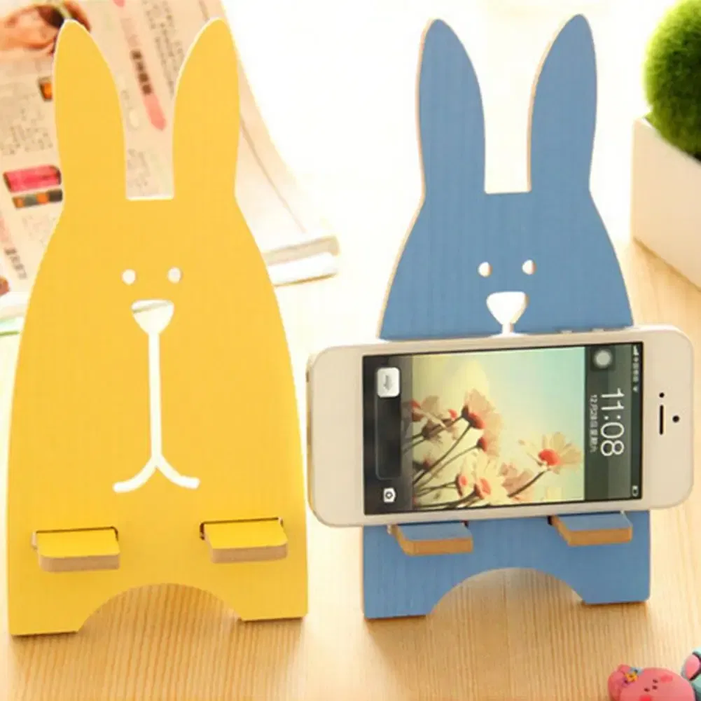 Color: Yellow - Portable Wood Mobile Phone Cellphone Holder Desktop Mount Stand Bracket Rack Mobile Phone Accessories 2021