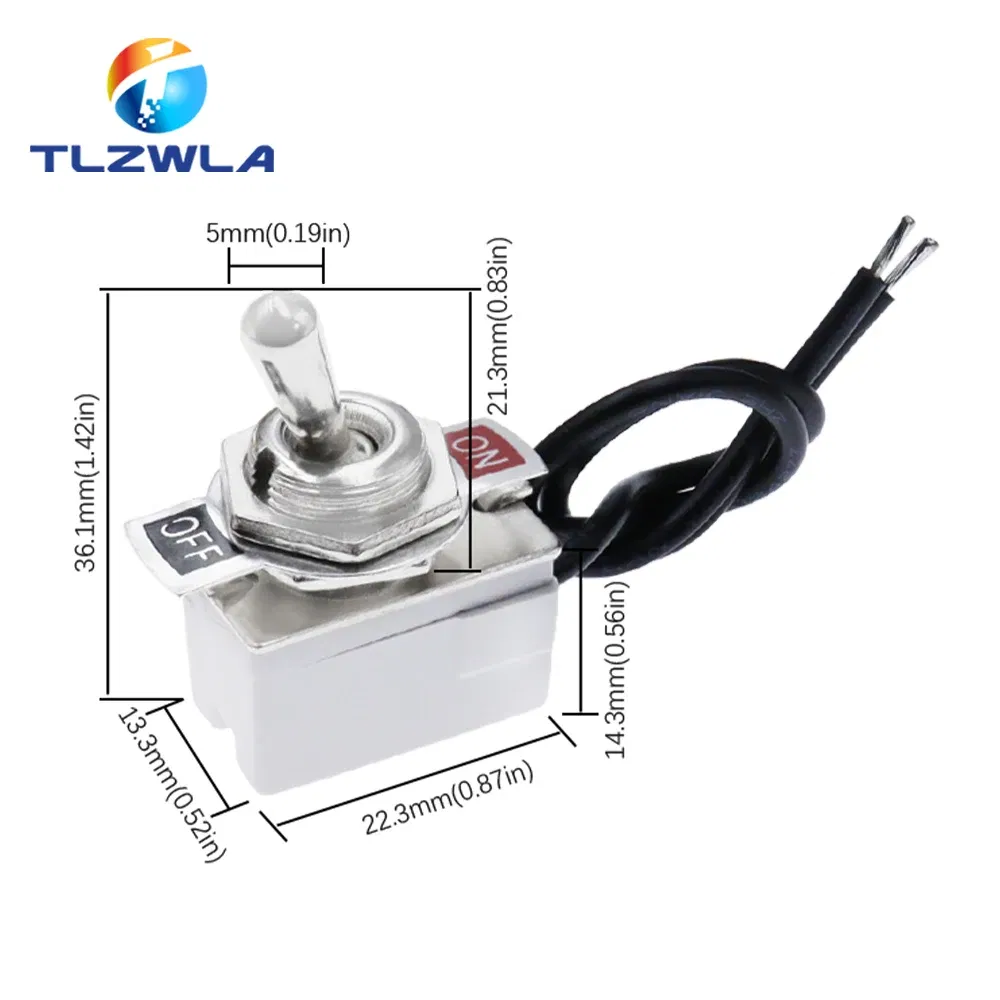 Color: black - AC 3A 250V 6A 125V On/Off Prewired Standard Toggle Switch With Wire Cable KNS-1 SPST Contacts Switch Electrical Equipment