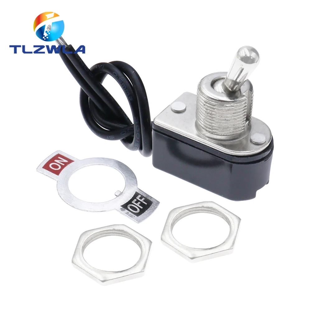 Color: black - AC 3A 250V 6A 125V On/Off Prewired Standard Toggle Switch With Wire Cable KNS-1 SPST Contacts Switch Electrical Equipment
