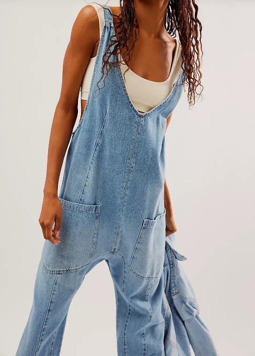 Women's Casual Suspender Trousers in Solid Colors