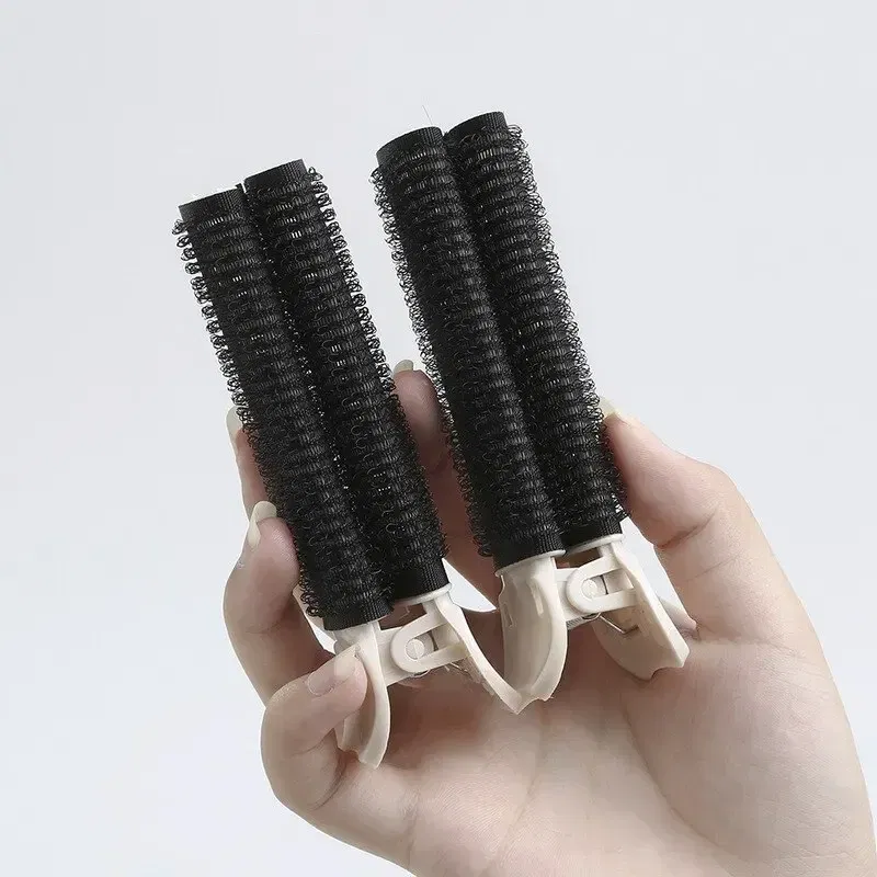 Color: GRAY - 2pcs No Trace Head Hair Roots Fluffy Clip Lazy Air Bangs Self-adhesive Fluffy Hair Clip Curling Device Forehead Curler Hair