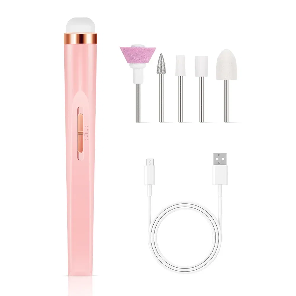 Color: Pink - YIKOOLIN Portable Manicure Set with 4 Speeds Professional Manicure and Pedicure Tools Exfoliation and Polishing for Nail Salon