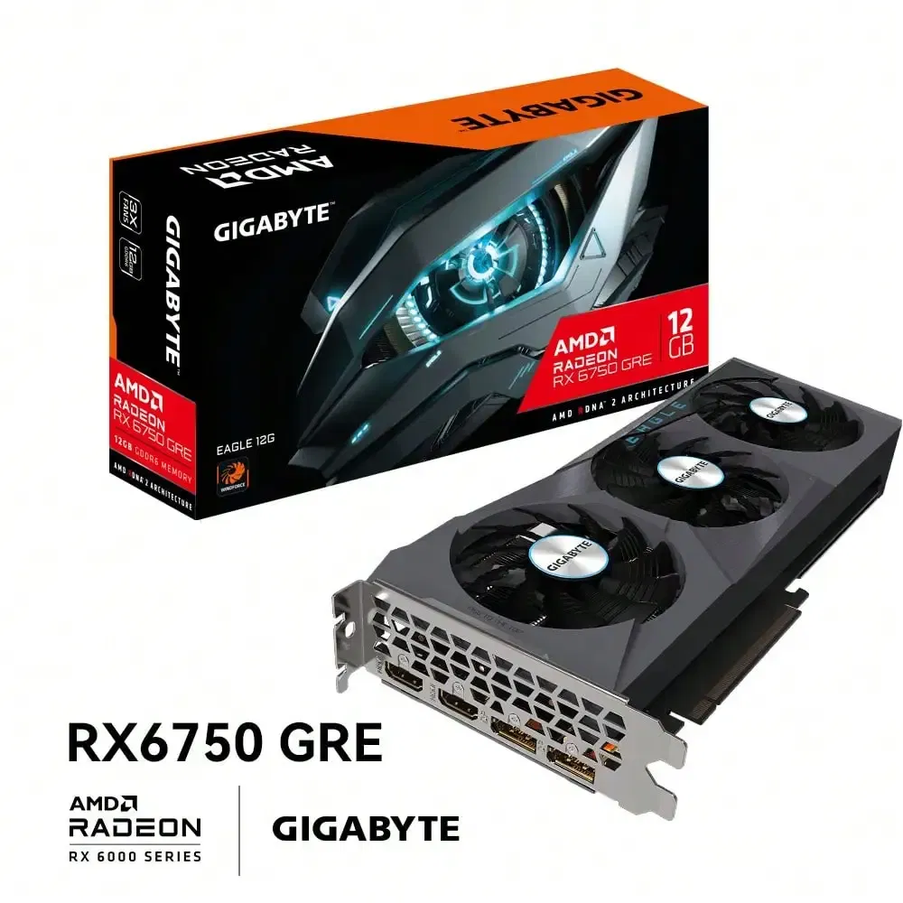To RX6750GRE EAGLE graphics card 10G with Three fan Placa de v?deo GDDR6 256 bits PCIe 4.0 For AMD 5700x3D CPU Kit