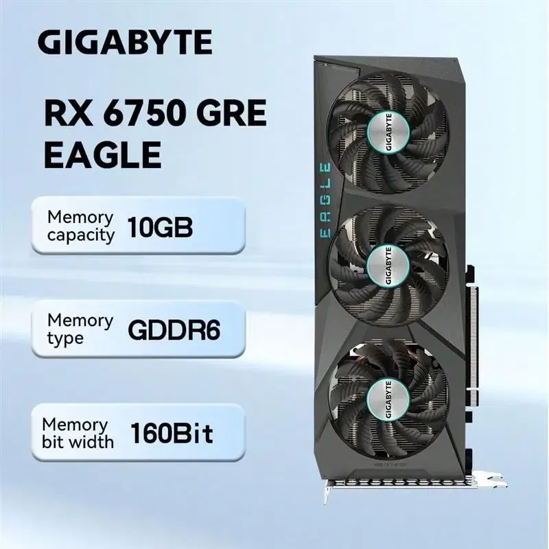 To RX6750GRE EAGLE graphics card 10G with Three fan Placa de v?deo GDDR6 256 bits PCIe 4.0 For AMD 5700x3D CPU Kit