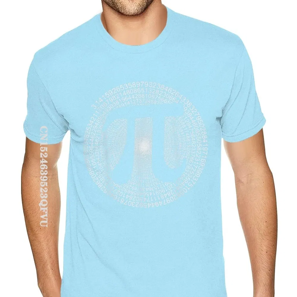 Color: SKY BLUE, Size: M - Classic Pi T Shirt 3,14 Pi Number Symbol Math Science Gift Tee Shirts For Men Make Your Own Soft Cotton HipHop Print Tee