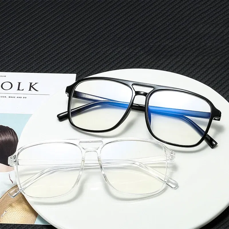 Frame Color: WHITE - High-quality Unisex Plain glasses women men glasses lens square glasses male female Plain glasses