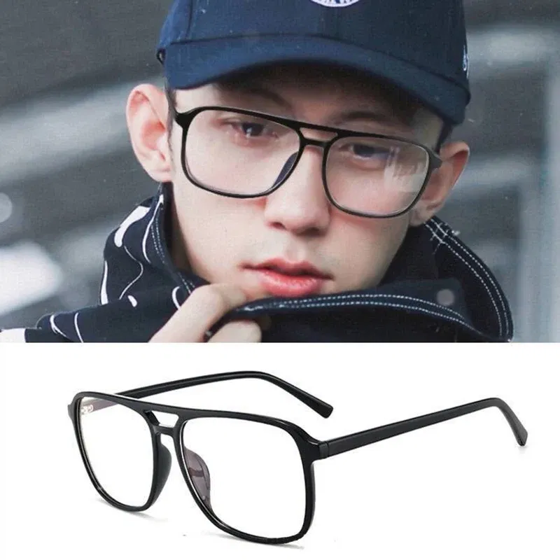 Frame Color: WHITE - High-quality Unisex Plain glasses women men glasses lens square glasses male female Plain glasses