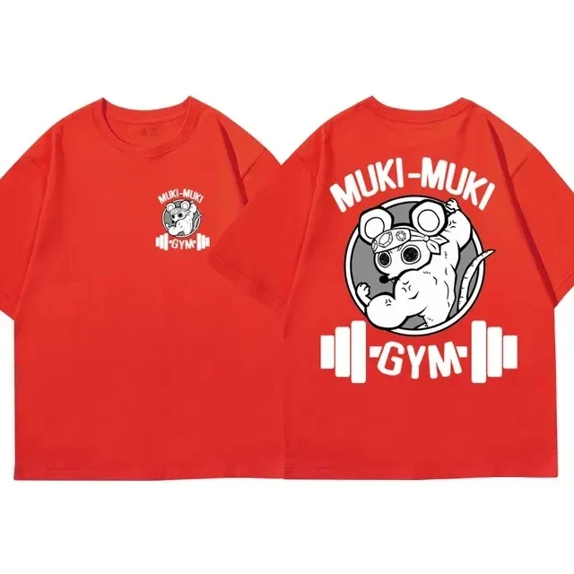 Color: Dark Grey, Size: S - Anime Demon Slayer Uzui Tengen Print T-shirts Unisex Funny Ninja Mice Muki Muki Gym T Shirt Muscular Mouse Oversized T-shirt