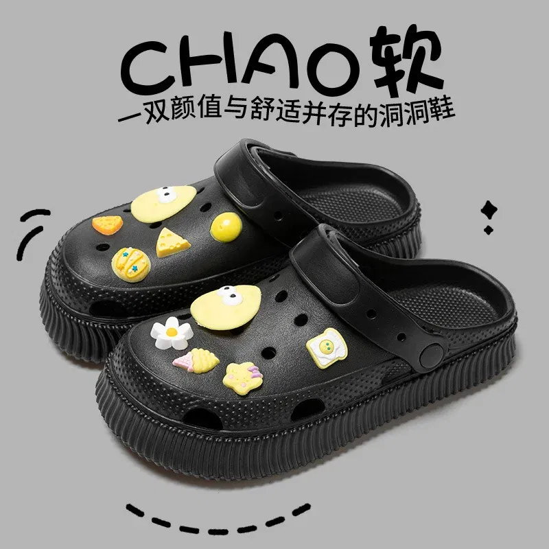 Color: Mustard, Shoe Size: 36-37 - Shoes hole shoes girls wear outside couple bag head women cool slippers