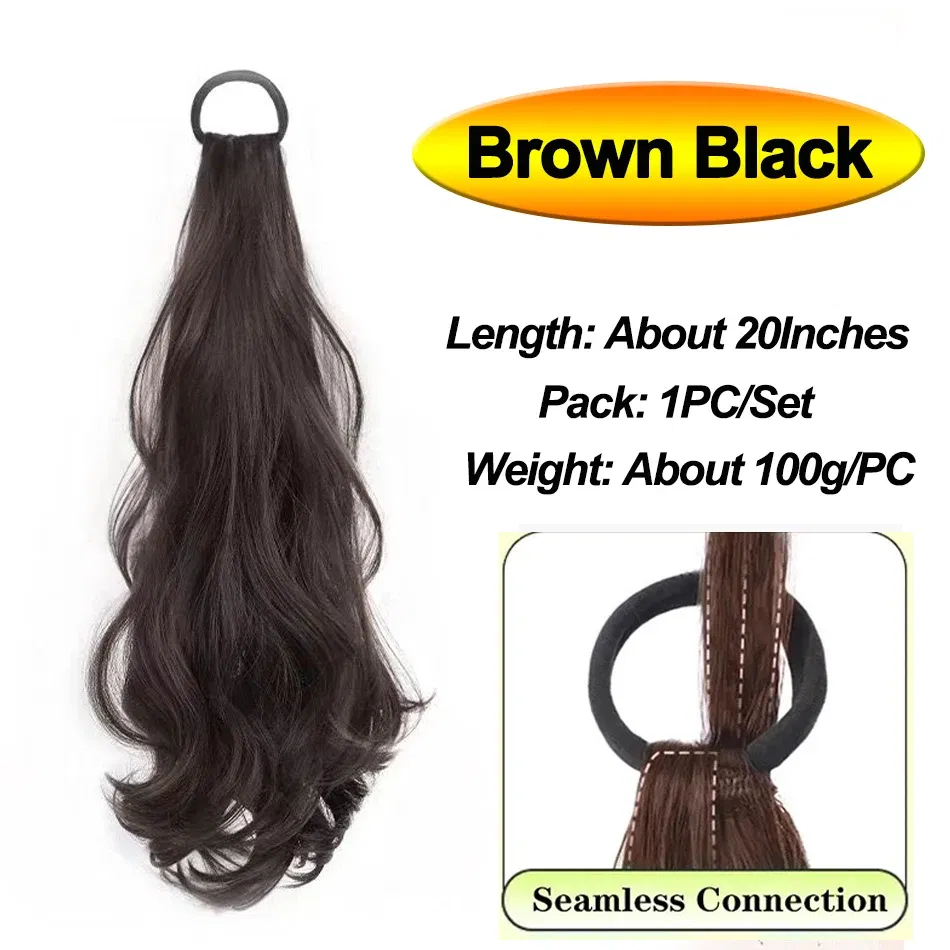Color: T1B/613, Stretched Length: 20inches - Synthetic Ponytails Hair Extension With Rubber Band Long Curly Wavy Layered Ponytail For Women Daily Use Heat Resistant Hair Wig