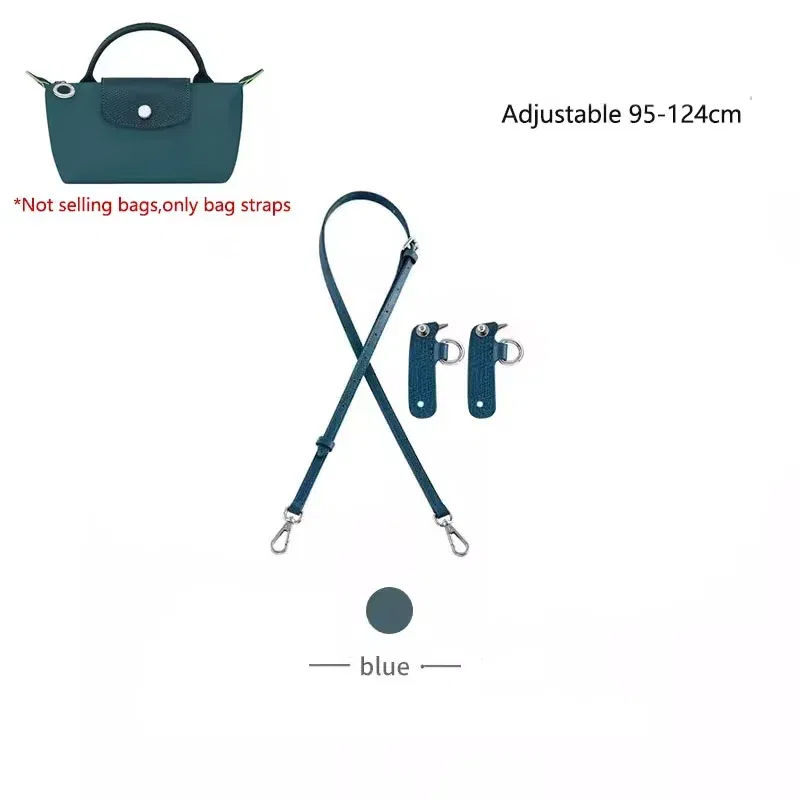 Color: Blue, Size: 3/8" - Cow Leather Replacement Crossbody Bag Strap Fit for Longchamp 2025 Mocha Moka mini shoulder strap without punching modification