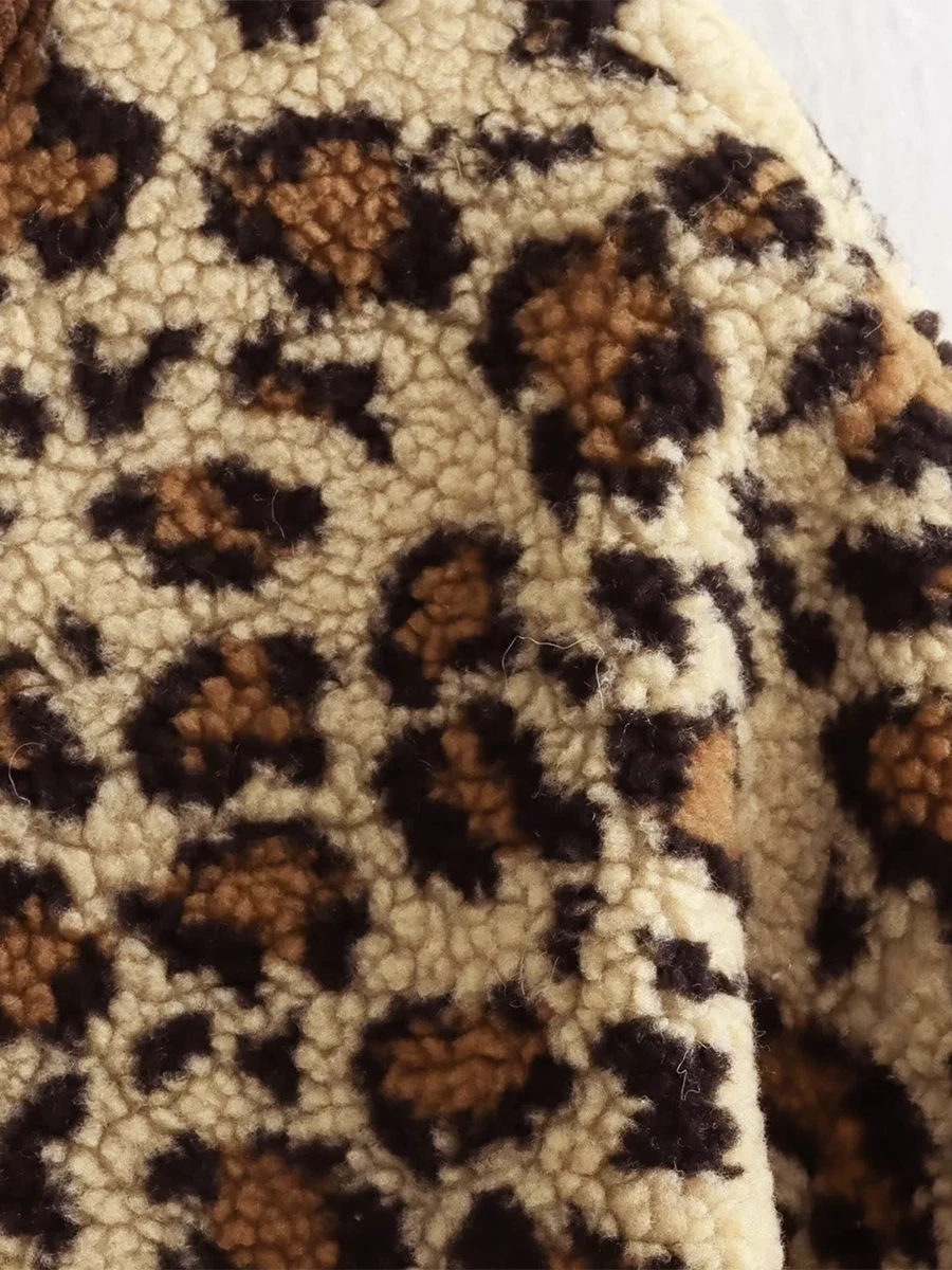 Color: Brown, Size: M - Women Leopard Print Jacket Long Sleeve Button Closure Winter Jacket Casual Warm Outwear