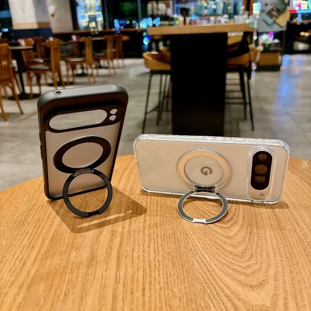 Color: black, Compatibility by Model: Google Pixel 6 - for Magsafe Matte Rotating Bracket Case for Google Pixel 10 9 Pro XL 8 7 6 9A 8A 7A 6A Holder Stand Transparent Shockproof Cover