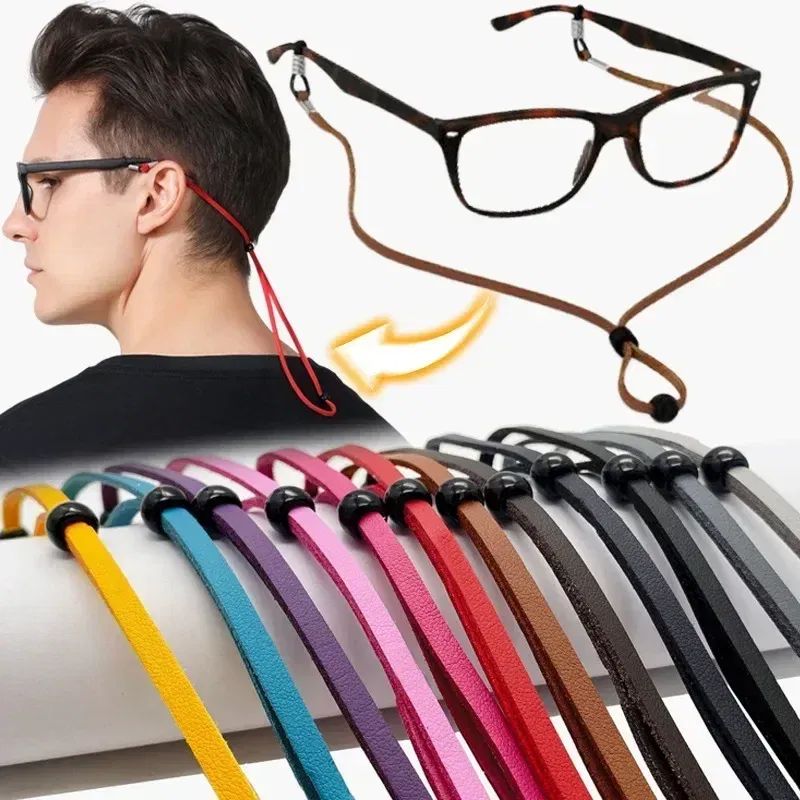 Color: Red, Ships From: CHINA - Men Leather High Quality Anti-slip Sunglasses Lanyard Strap Eyeglass Reading Glasses Chain Cord Holder Glasse Necklace Unisex