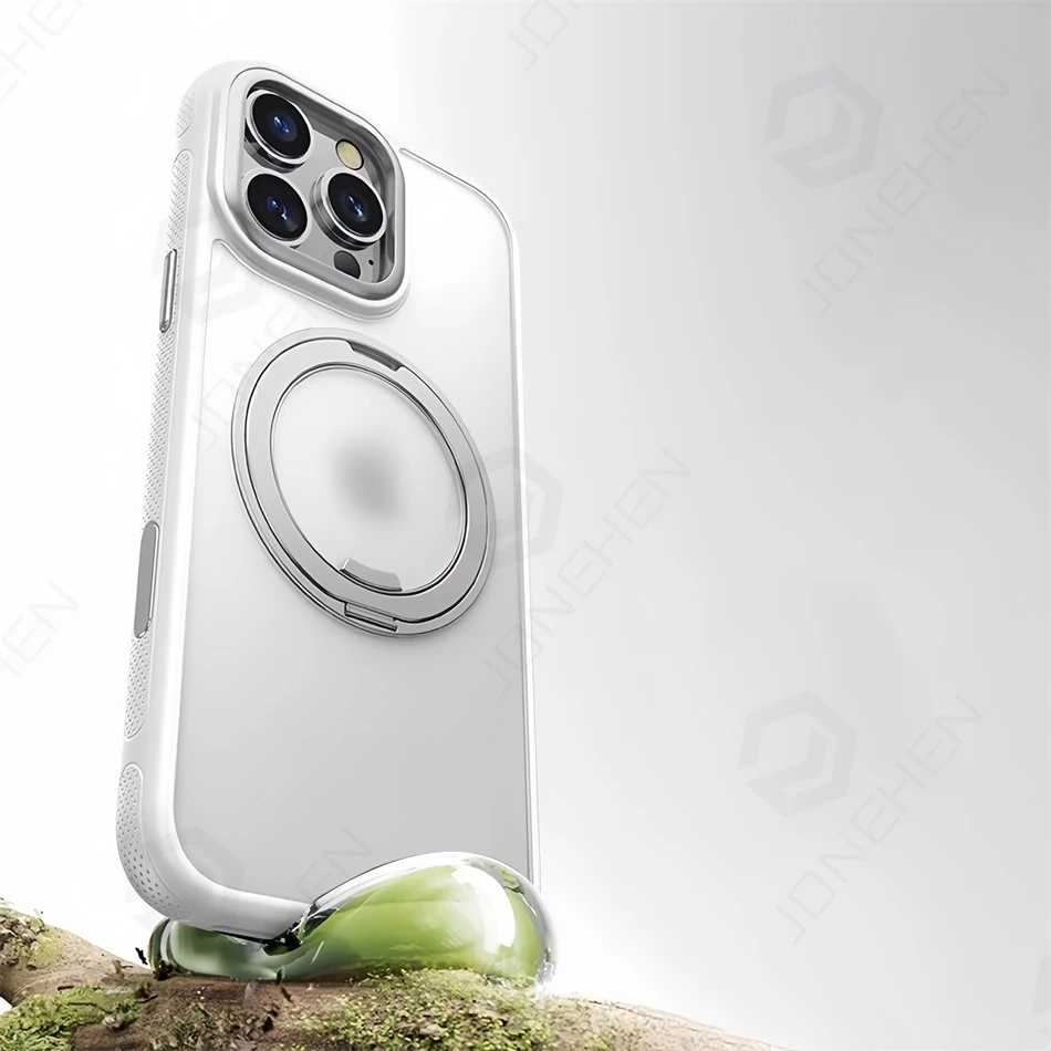 Color: black, Material: Vinyl - 360?° Rotation Ring Stand Magnetic Case For iPhone 13 14 15 16 17 Pro Max 16E Matte Military Shockproof Armor Cover For Magsafe