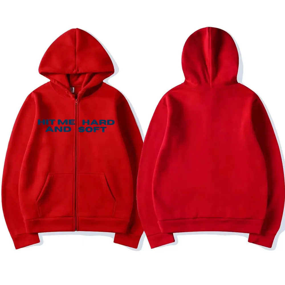Color: Dark Grey, Size: L - Hit Me Hard and Soft 2025 Tour Zipper Hoodies Men Women Harajuku Pullovers Fashion Hip Hop Zip Up Sweatshirts Jackets Fans Gift