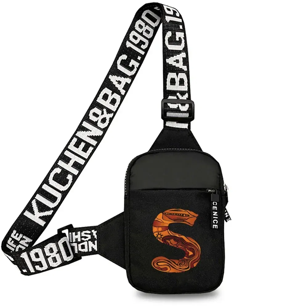 Color: MULTI - Sports Chest Bag Men Small Mobile Phone Messenger Bags Waist Bags Multi-Function Carry-on Bag Engrave Image Initial Name Patter