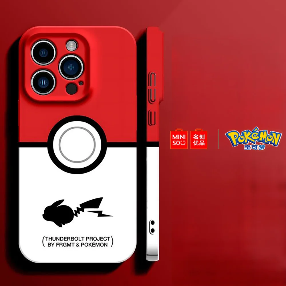 Color: Beige, Material: PU - Miniso Pokemon Collaboration Pikachu Gengar Phone Case For iPhone 15 14 13 11 12 16 Pro Max Plus X XR Girl Silicone Phone Case