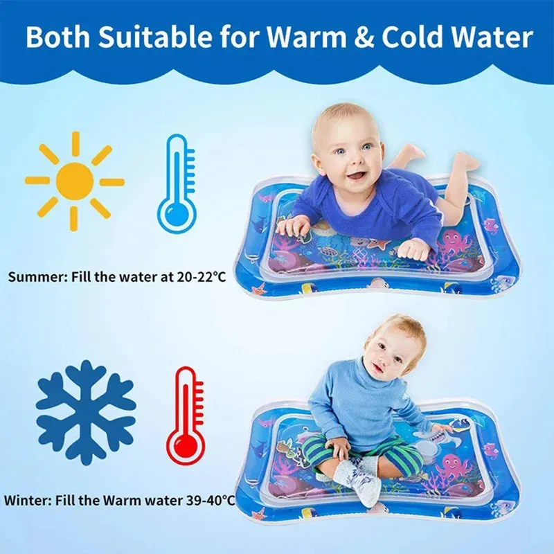 Color: Clear - Baby Water Play Mat Inflatable Cushion PVC Infant Tummy Time Toddler Water Pad For Kids Early Education Developing Activity Toys