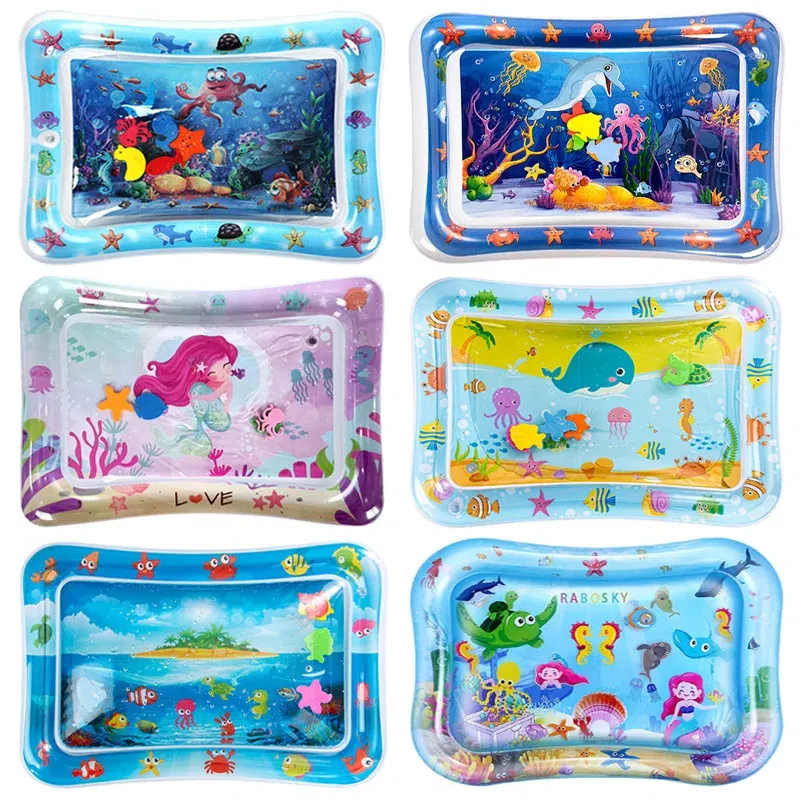 Color: Clear - Baby Water Play Mat Inflatable Cushion PVC Infant Tummy Time Toddler Water Pad For Kids Early Education Developing Activity Toys