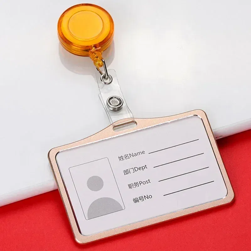 Color: Purple Black - Aluminum Alloy Card Cover Case Women Men Work Name Bank ID Card Holders Business Badge Case Credit Card Badge Case Bag Pouch