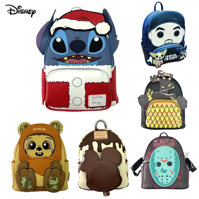 Color: Sky blue - New Original Disney Mickey Mouse Pu Leather Women's Backpack Boo Mike Sully Cosplay Leisure Travel Bag Mini Children's Schoolbag