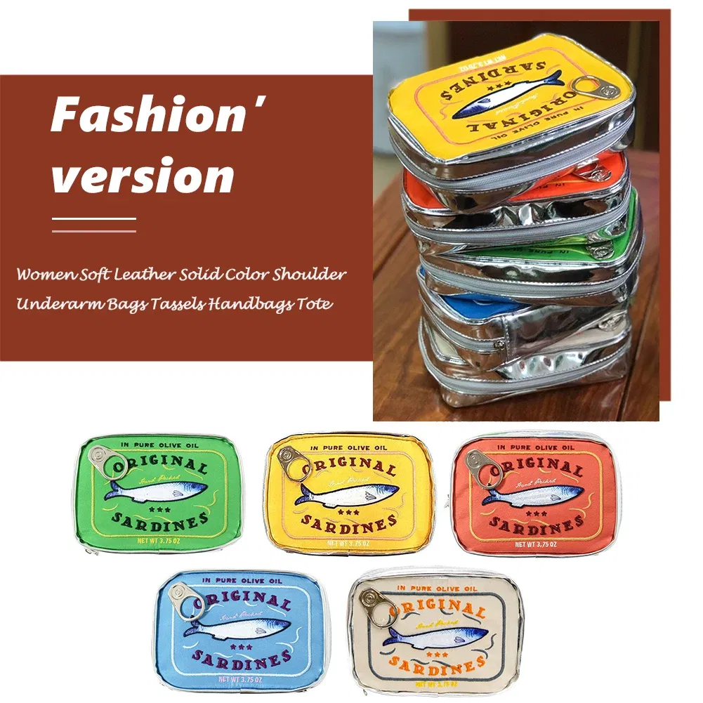 Color: black - Canned Sardines Style Storage Bag Cute Bath Travel Bag Creative Portable Fashion Zipper Multi-function Soft for Weekend Vacation