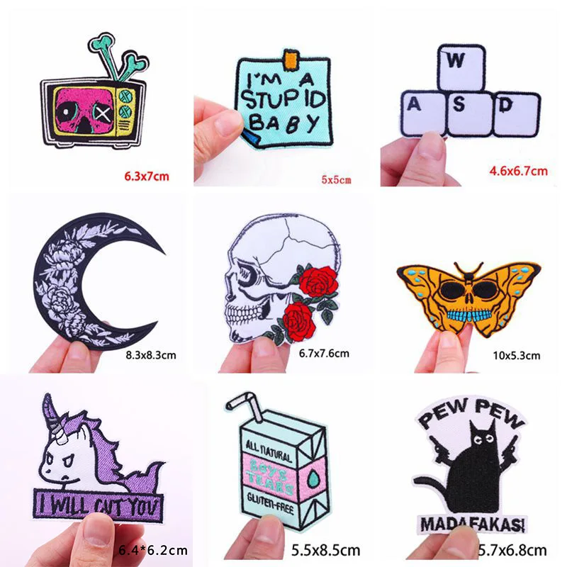 Color: NICKEL - Prajna 10PCS Wholesale Cartoon Animal Embroidered Patches For Clothing Thermoadhesive Patches On Clothes Letter Applique Sticker