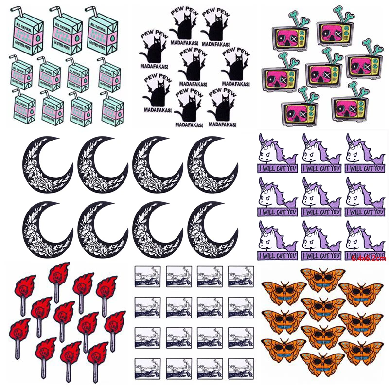 Color: NICKEL - Prajna 10PCS Wholesale Cartoon Animal Embroidered Patches For Clothing Thermoadhesive Patches On Clothes Letter Applique Sticker