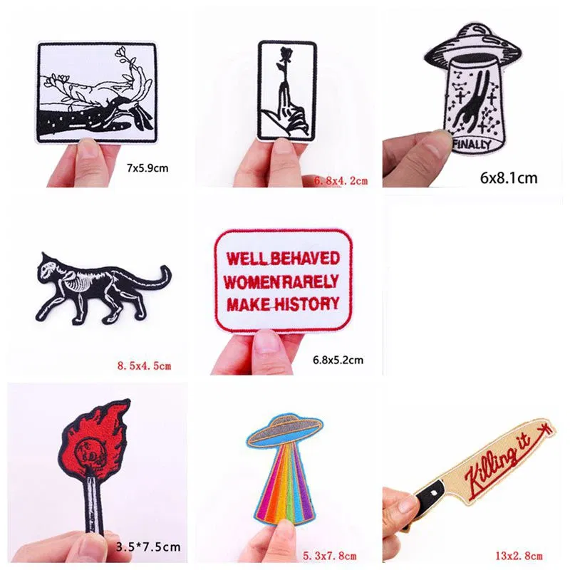 Color: NICKEL - Prajna 10PCS Wholesale Cartoon Animal Embroidered Patches For Clothing Thermoadhesive Patches On Clothes Letter Applique Sticker