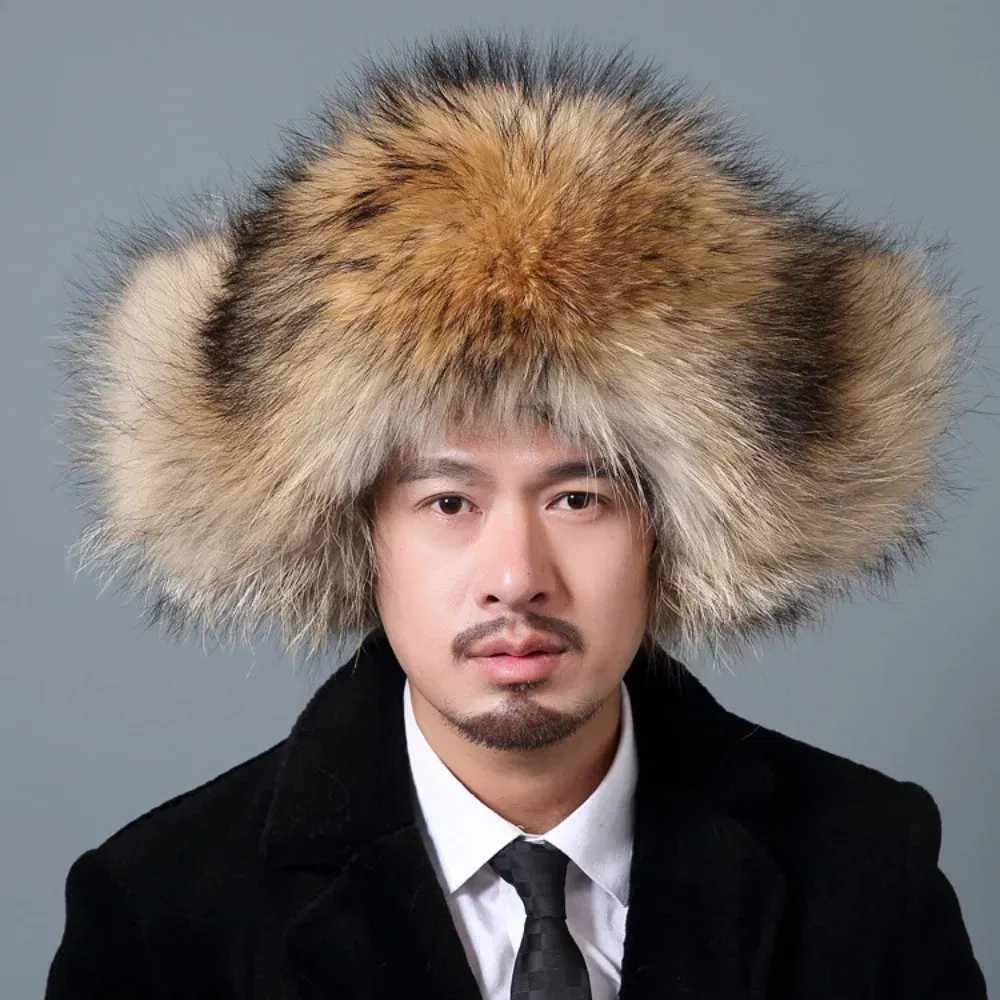 Color: Dark Grey, Hat Size: 58/59, Ships From: CHINA - Men Real Fur Beanies Hat Mongolian Hat Unique Process Fox Tail Design Luxury Winter Warm Hats For Fashion Men Bomber Hat