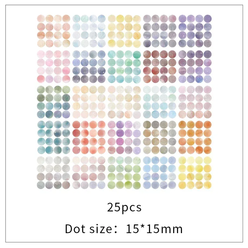 Color: Dark Khaki - 20 Sheets Watercolor Polka Dot Sticker Bullet Journaling Accessories Scrapbooking DIY Color Label Washi Stationery Gift