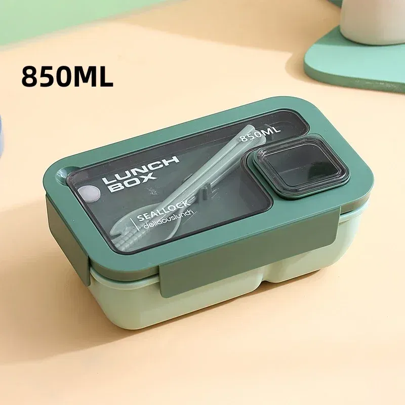 Color: Red - Portable Lunch Box Lunch Bags for Children School Office Bento Box with Tableware Thermal Bag Complete Kit Microwavable Heating