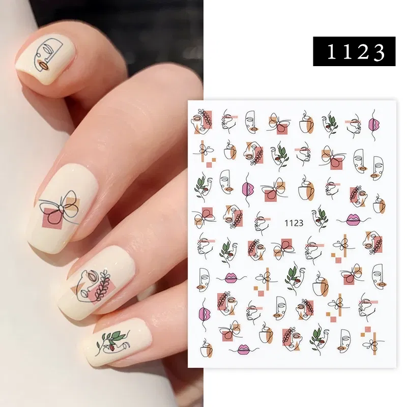 Color: Amy Green - 1Pc Christmas Stickers Santa Claus Snowflake Decals Catoon Image Muti- Pattern New Year Halloween Nail Art Stickers for Manicure