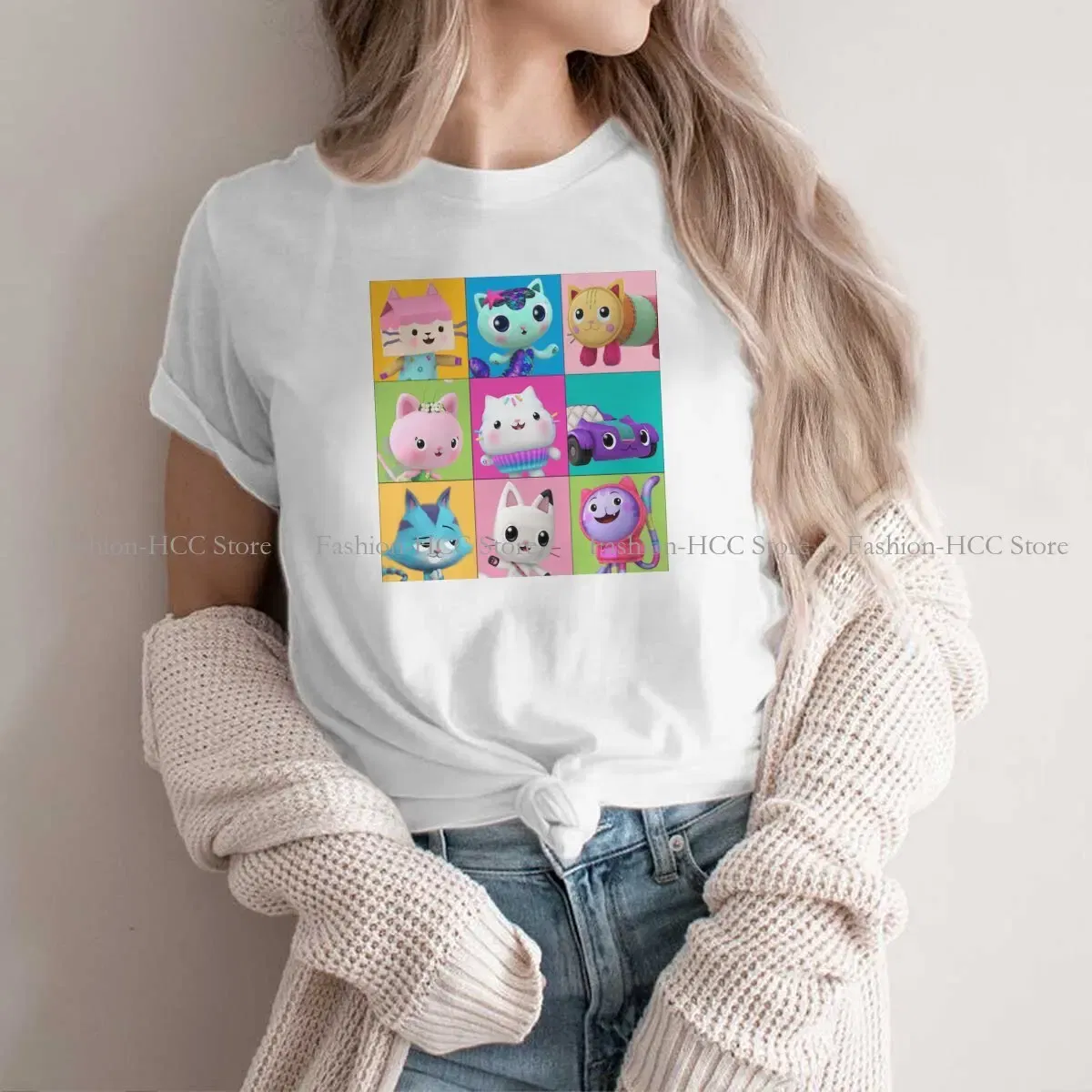 Color: WHITE, Size: XXXL - Essential Style Polyester TShirt Gabby's Dollhouse Gabby Cartoon Comfortable Hip Hop Gift Idea T Shirt Stuff