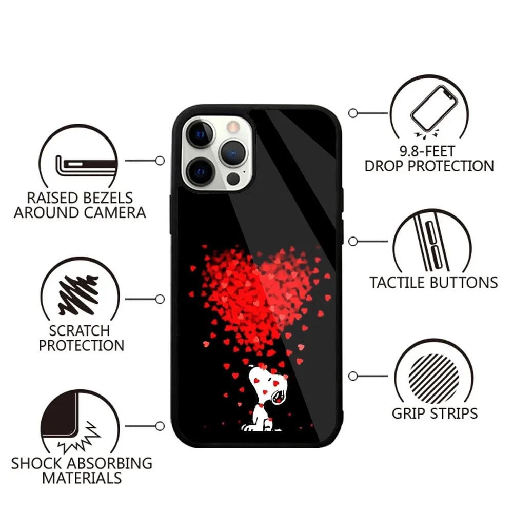 Color: Brown, Material: CANVAS - Anime Cartoon-S-Snoopy-s Phone Case For iPhone 16,15,14,13,12,11,Plus,Pro,Max,Mini Magsafe Magnetic Wireless Charging