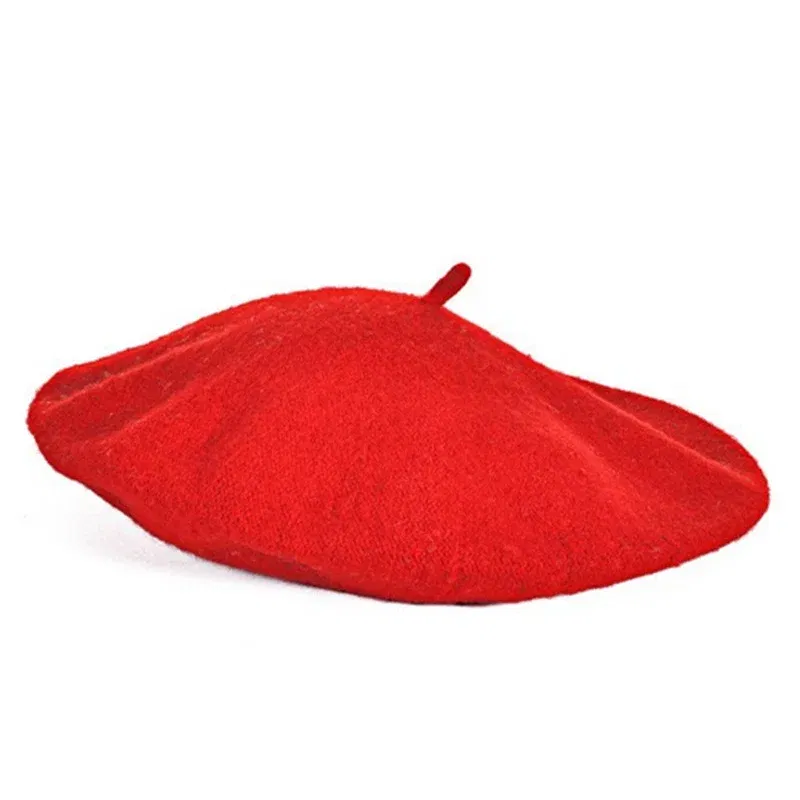 Color: green - Women Berets French Artist Style Warm Winter Beanie Versatile Hat Retro Plain Beret Solid Color Elegant Lady Girls Painter Hat