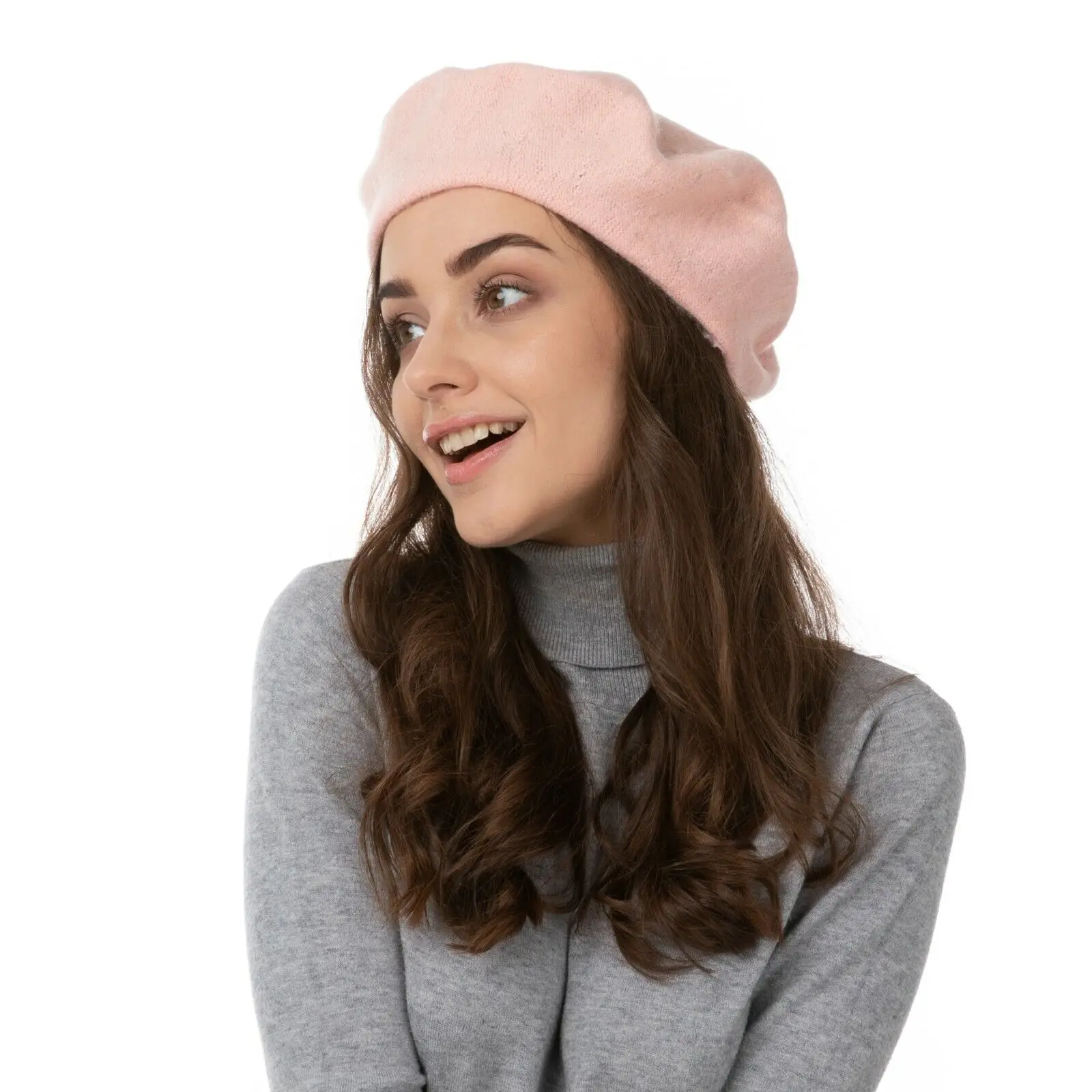 Color: green - Women Berets French Artist Style Warm Winter Beanie Versatile Hat Retro Plain Beret Solid Color Elegant Lady Girls Painter Hat