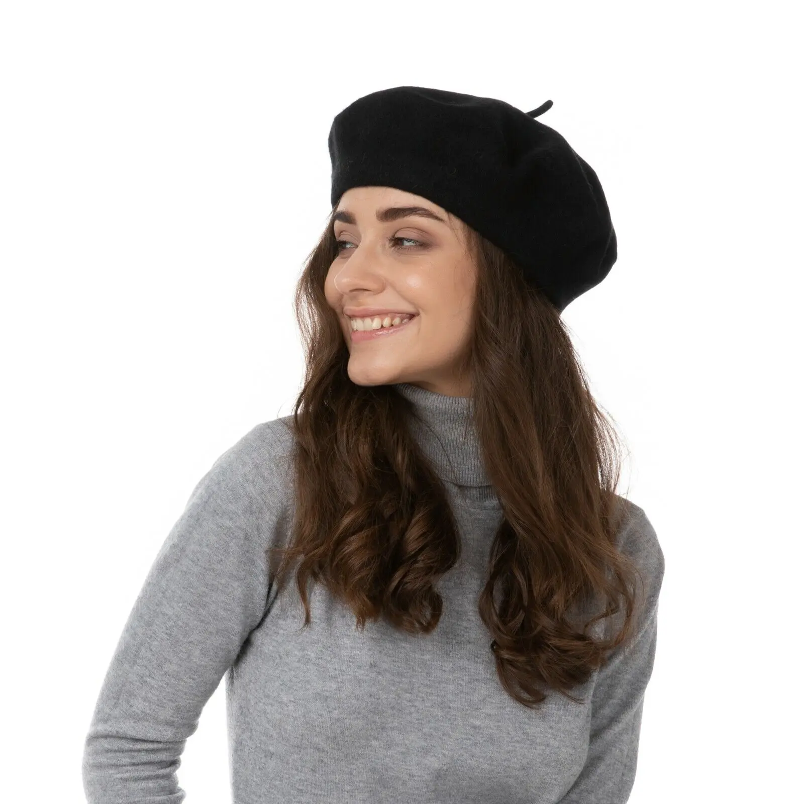 Color: green - Women Berets French Artist Style Warm Winter Beanie Versatile Hat Retro Plain Beret Solid Color Elegant Lady Girls Painter Hat