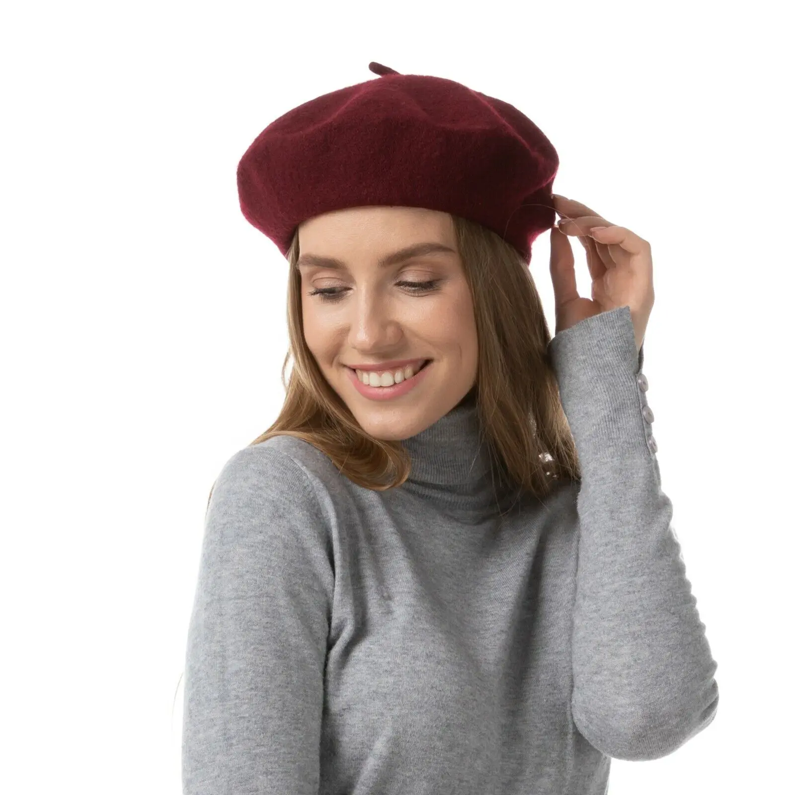 Color: green - Women Berets French Artist Style Warm Winter Beanie Versatile Hat Retro Plain Beret Solid Color Elegant Lady Girls Painter Hat