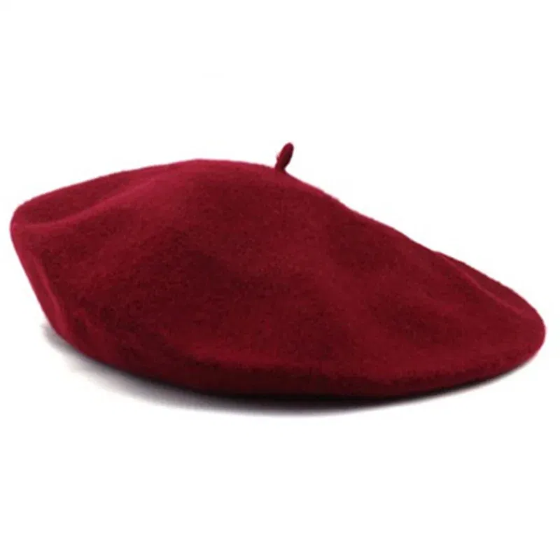 Color: green - Women Berets French Artist Style Warm Winter Beanie Versatile Hat Retro Plain Beret Solid Color Elegant Lady Girls Painter Hat