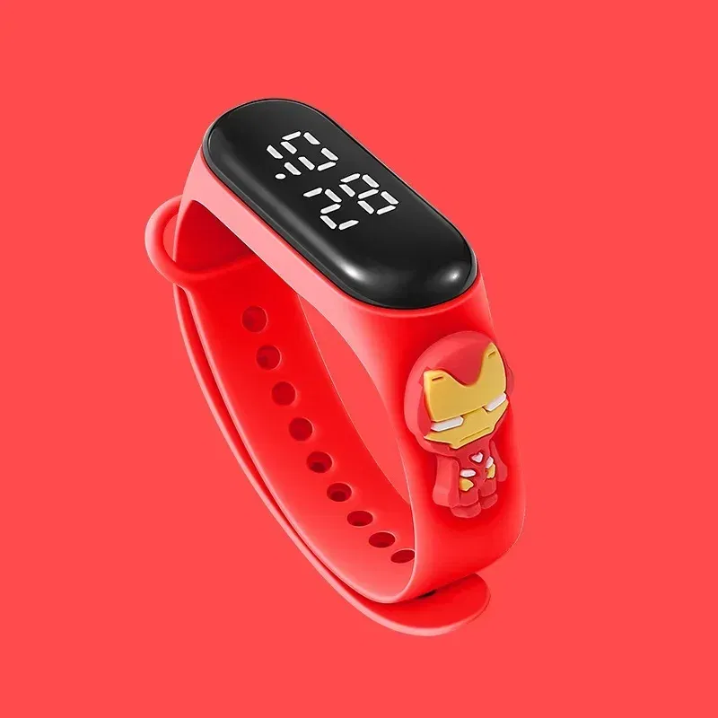 Color: Orange - Disney Stitch LED Waterproof Kids Digital Watch Spiderman Hulk Children Watch Sports Touch Electronic Kids Gifts