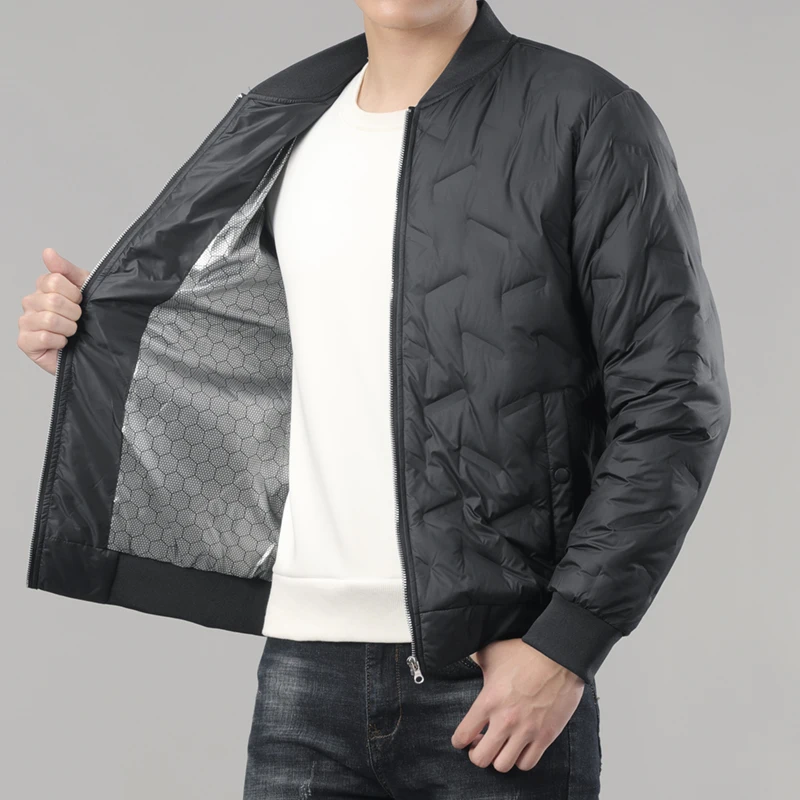 Color: SKY BLUE, Size: XXXL - Winter Men's Down Jacket Business Casual Stand Collar Windbreaker White Duck Down Padded Lightweight Puffer Coat Big Size 8XL