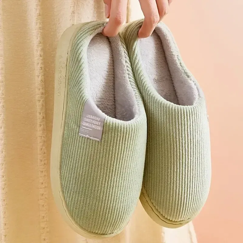 Shoe Size: 38, Color: green - Women's Men's Thick Soft Bottom Home Slippers Household Plush Slippers Anti-slip Thermal Slippers Indoor Winter