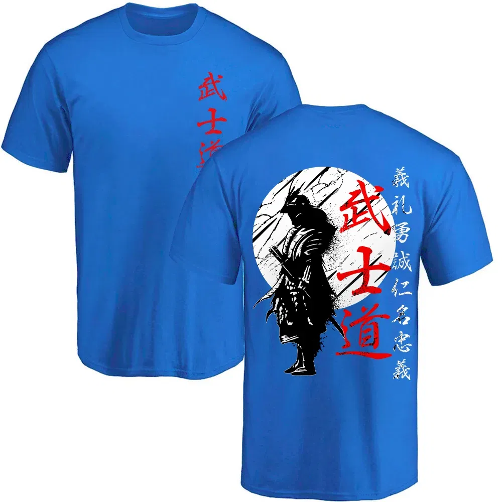Color: black, Size: M - Japan Samurai Spirit T Shirts For Men Japanese Style Back Print Loose Oversized 100% Cotton Tops T-shirt Bushido Male Gifts Tee