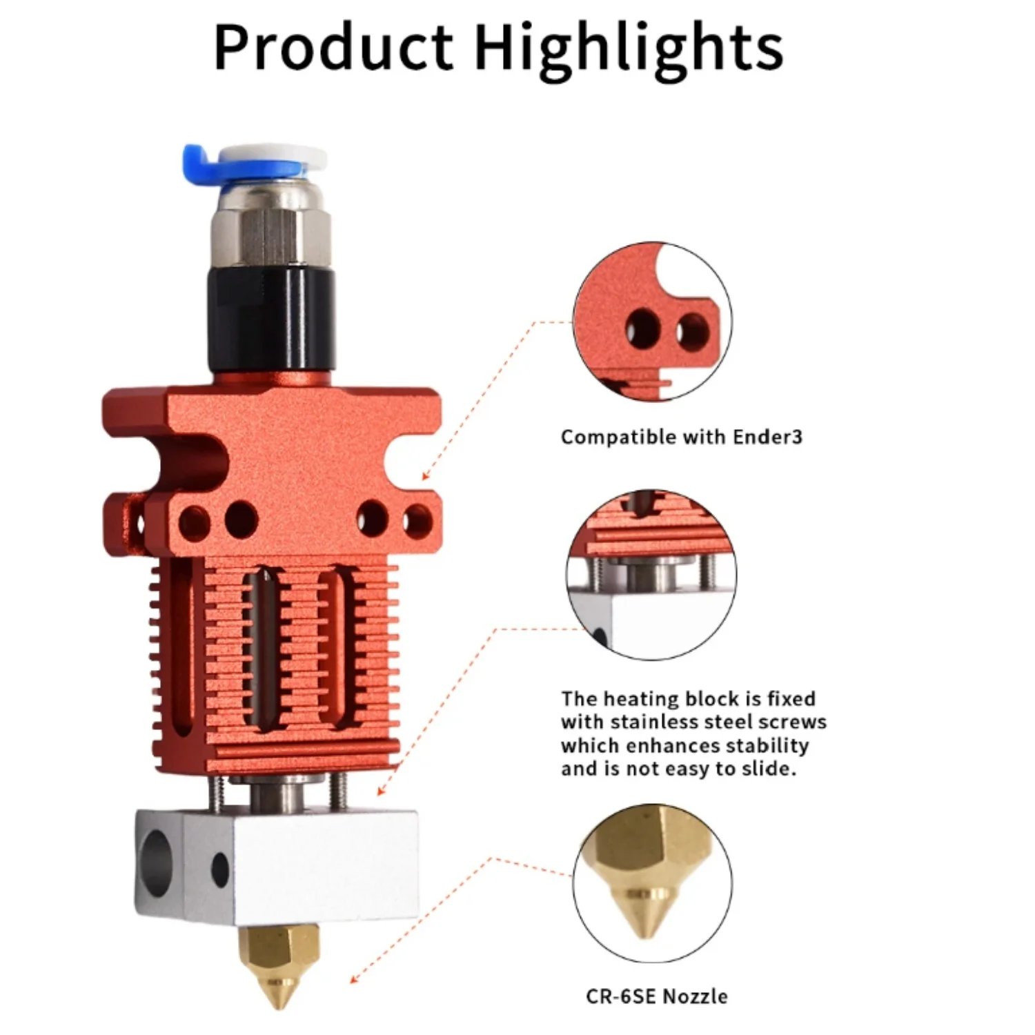 Color: Gold - CR-6 SE 3D Printer Extruder Hotend Kit All Metal Extrusion Assembled Extruder 3D Printer Parts for Creality CR-6 SE 3D Printer