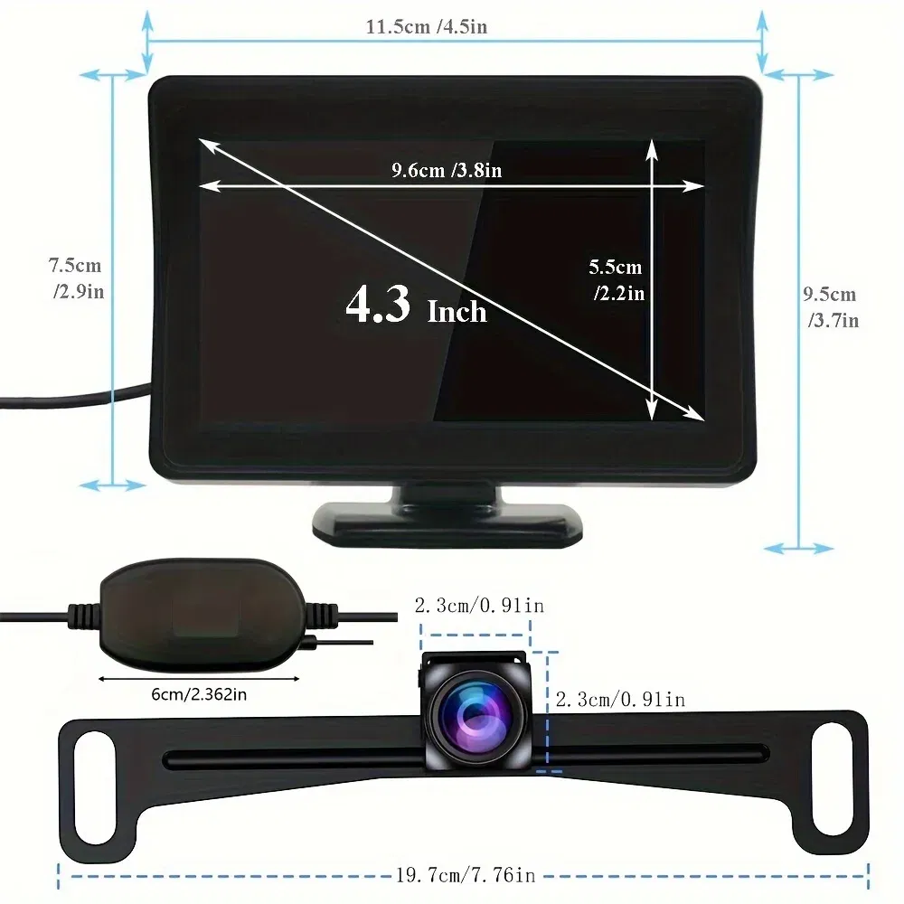 Wireless Backup Camera 4.3inch Monitor Set Car Rear View Display Reverse Parking System For Pickup Van Camper SUV Safety