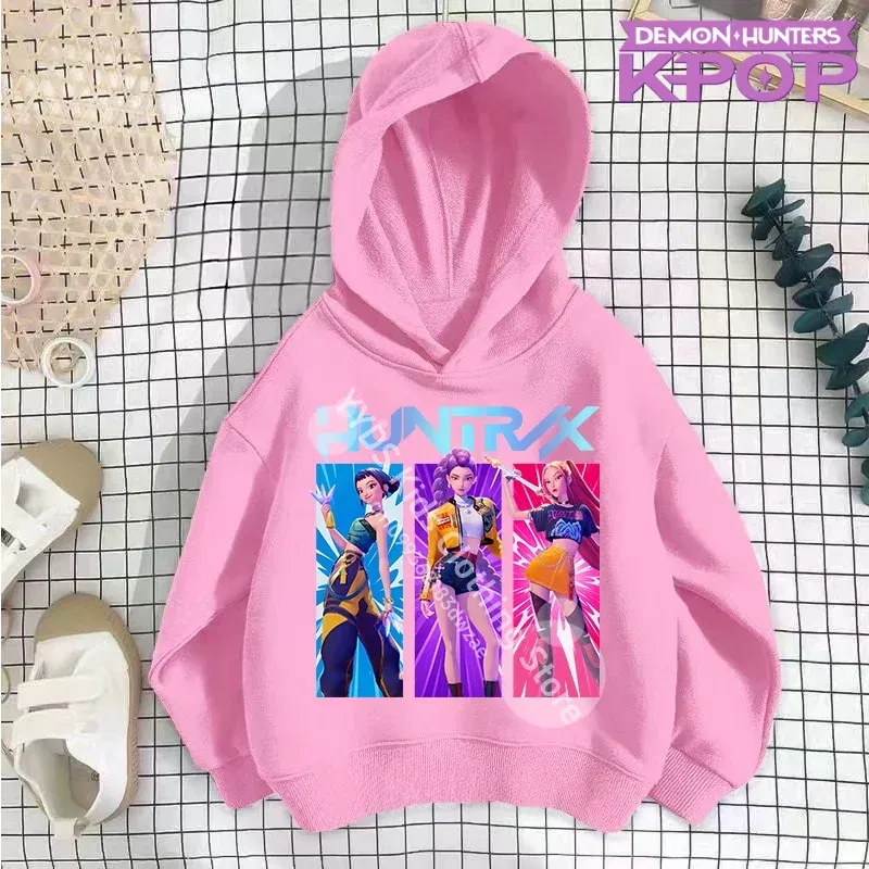 Color: Blue, Kid Size: 4T - 2025 KPop Demon Hunters Hoodie Fashion Rumi Sweatshirt Pullover Cute Long Sleeve Autumn Boys Girls Cartoon Y2K Hoody Sportswear